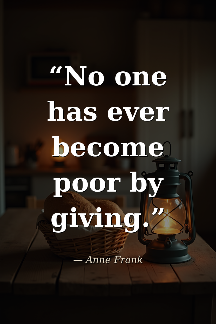 "No one has ever become poor by giving." — Anne Frank