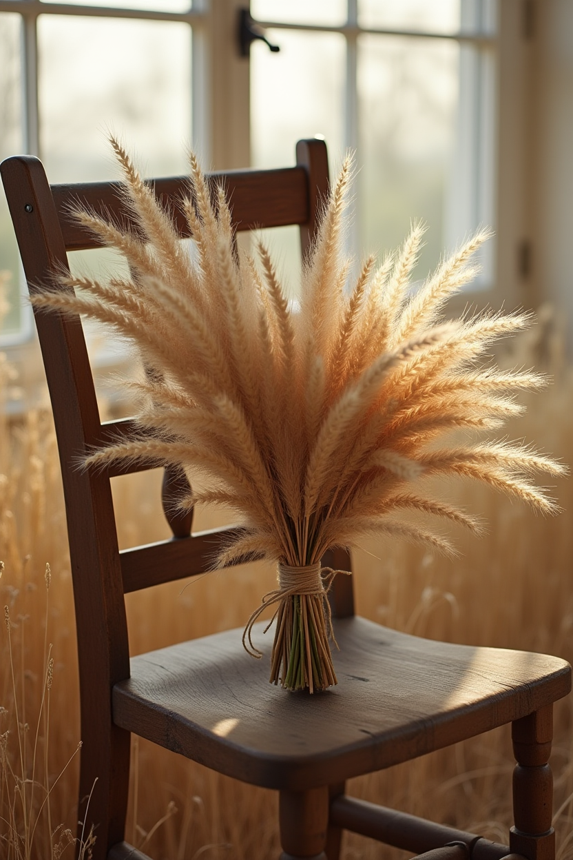 Dried Wheat and Grass Bouquet