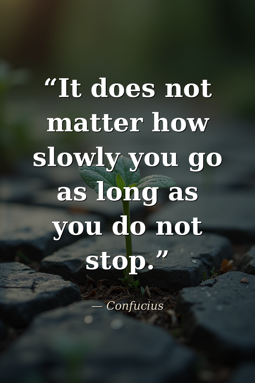 "It does not matter how slowly you go as long as you do not stop." — Confucius