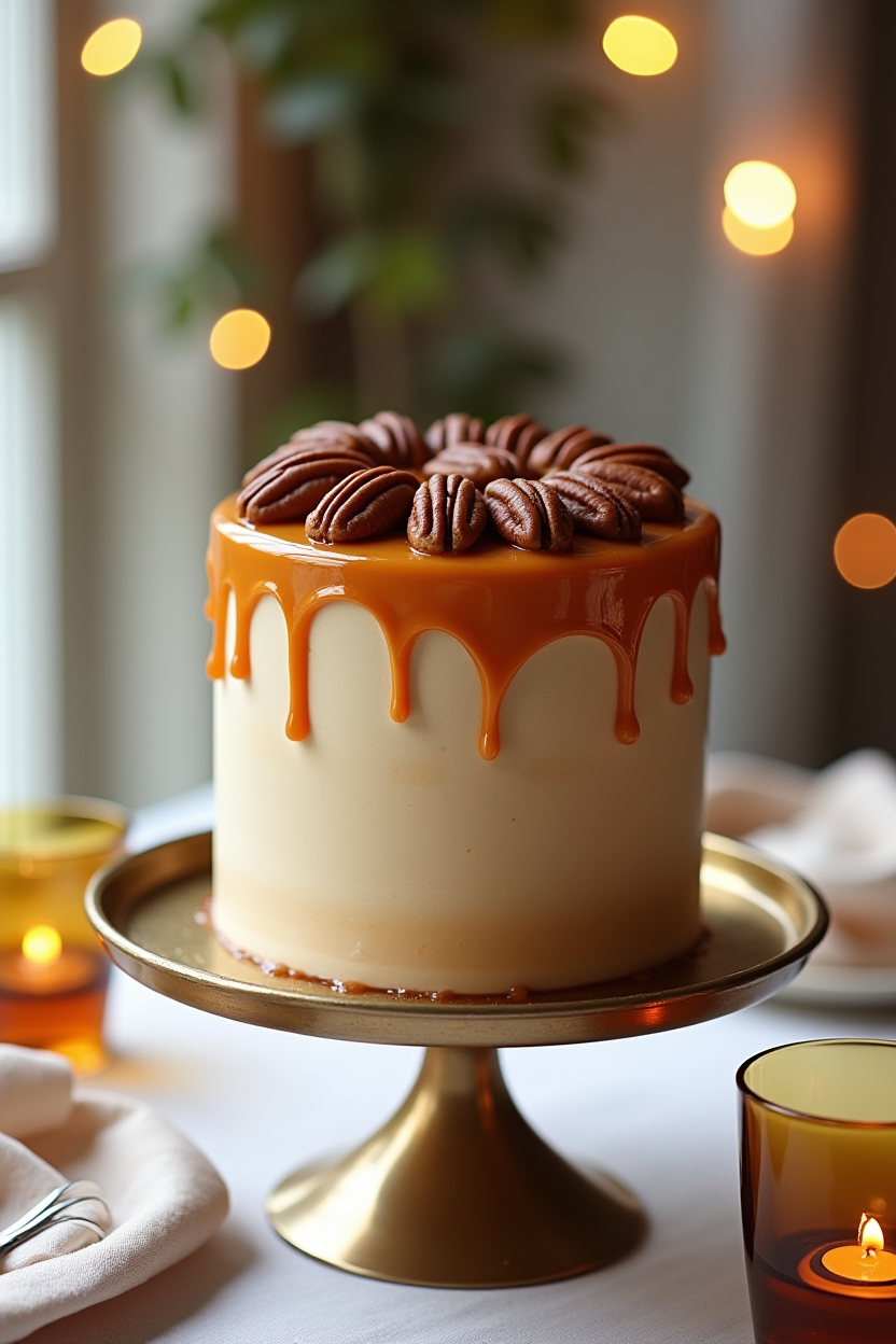 Salted Caramel Drip Cake with Toasted Pecans