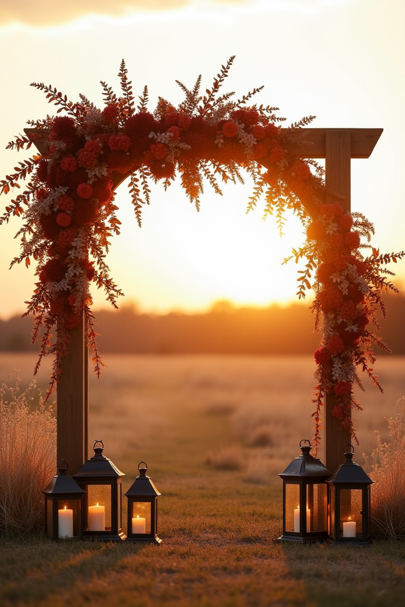 Wooden Arch With Seasonal Foliage