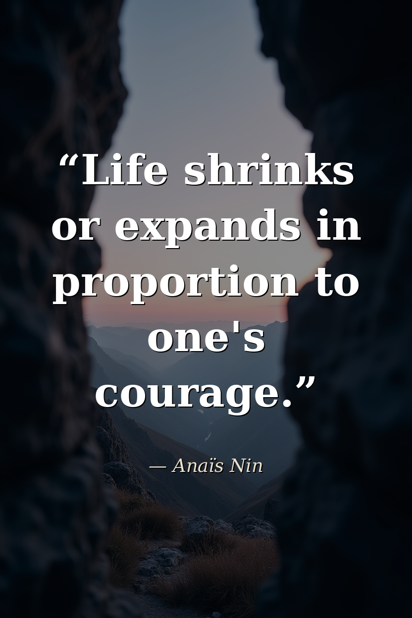 “Life shrinks or expands in proportion to one’s courage.” — Anaïs Nin