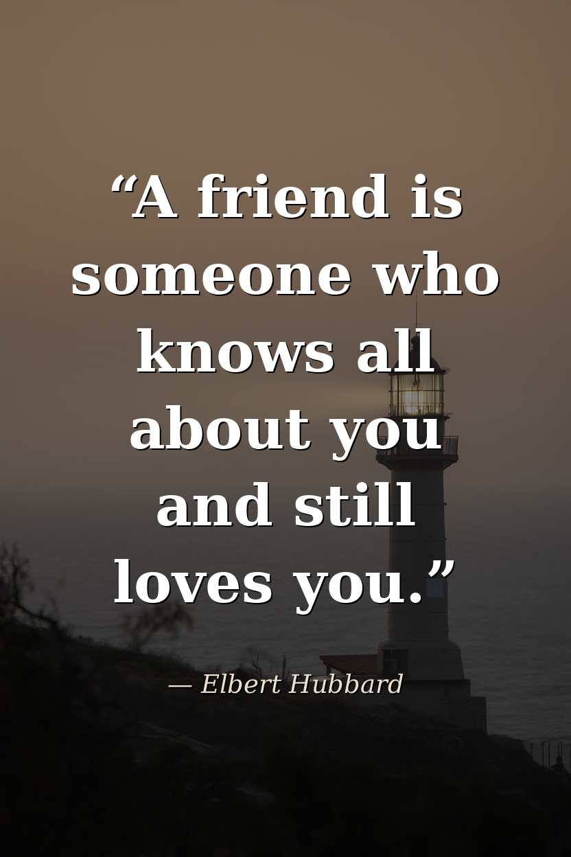 "A friend is someone who knows all about you and still loves you." — Elbert Hubbard