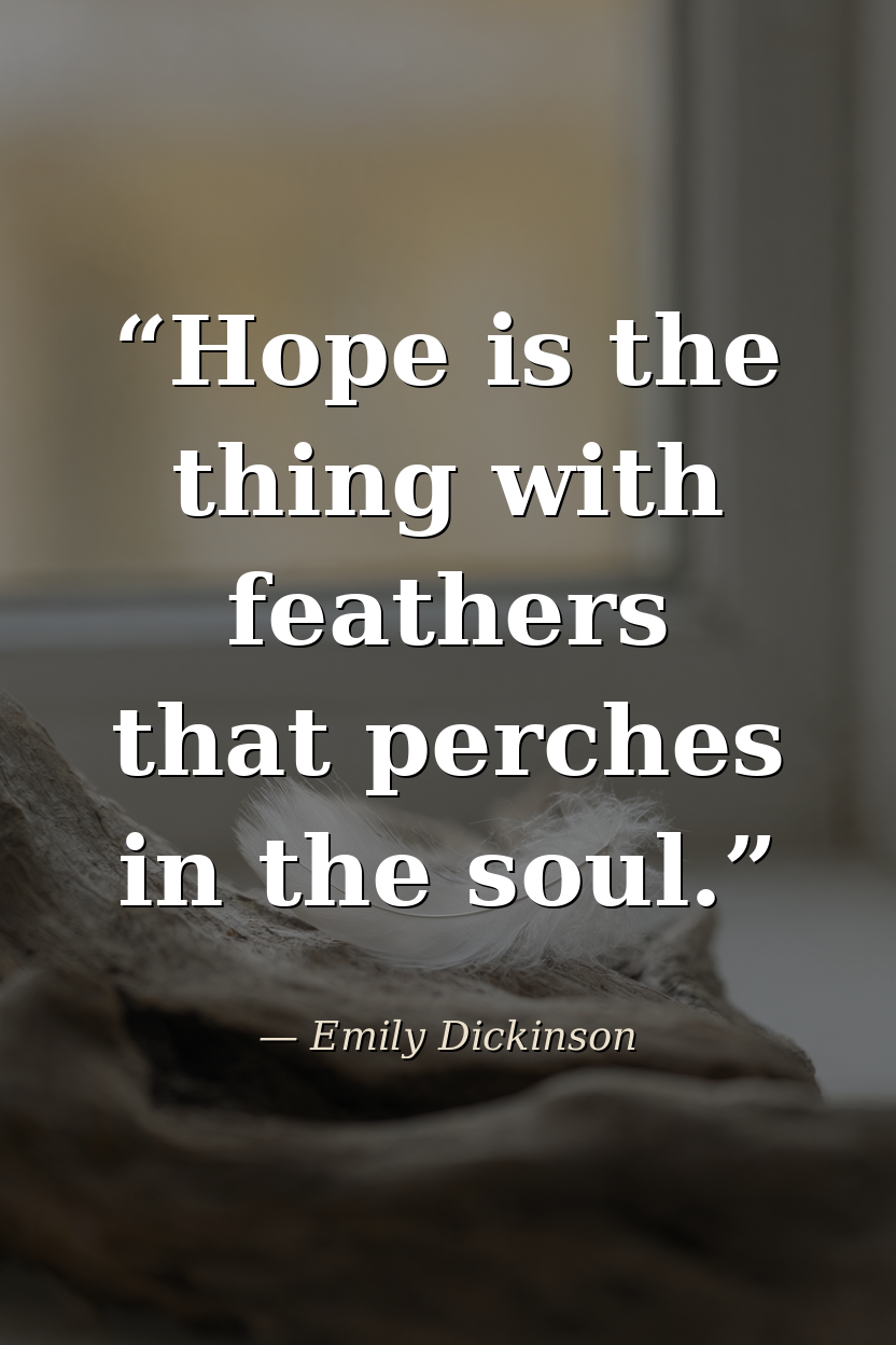 Hope is the thing with feathers that perches in the soul. — Emily Dickinson