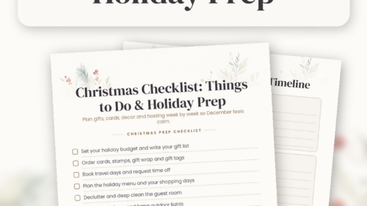 Free Christmas checklist printable: 15 holiday prep tasks plus a week-by-week countdown timeline from 6 weeks out to after Christmas
